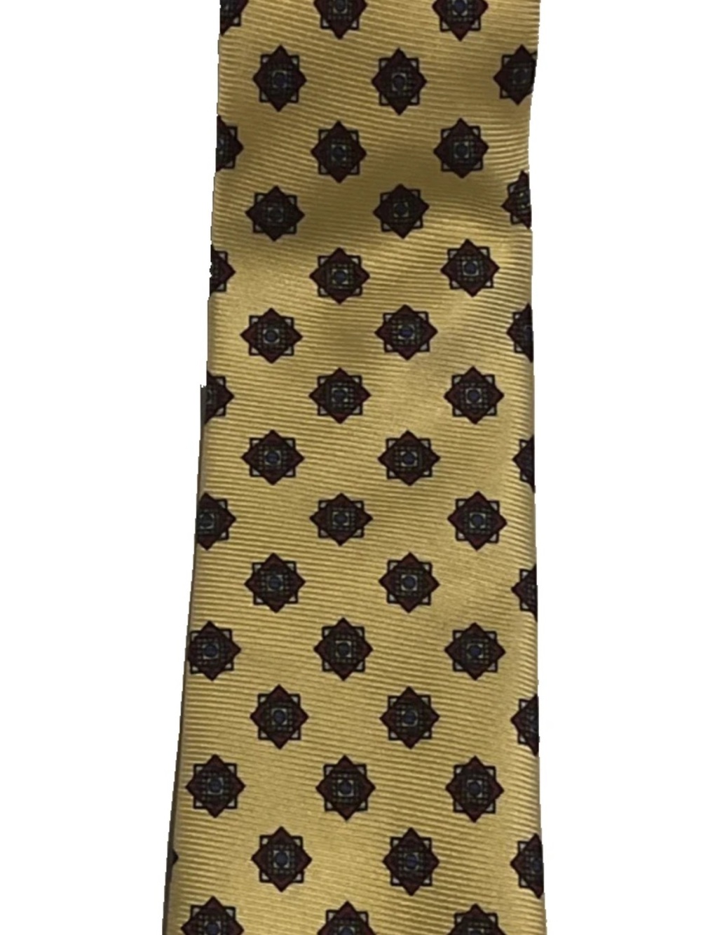 Polo By Ralph Lauren Neck Tie- Hand Made In USA, 100% Silk -Yellow Geometric
